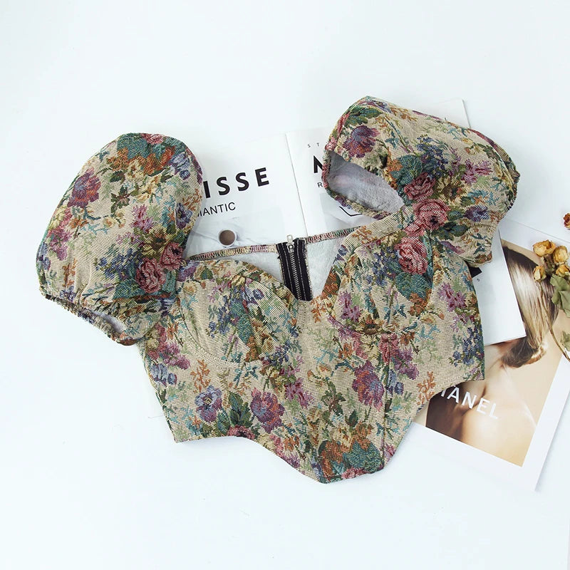 Parisian Bloom Corset – Lace-Up Crop