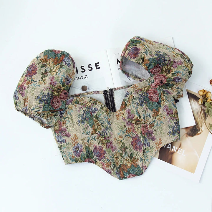 Parisian Bloom Corset – Lace-Up Crop