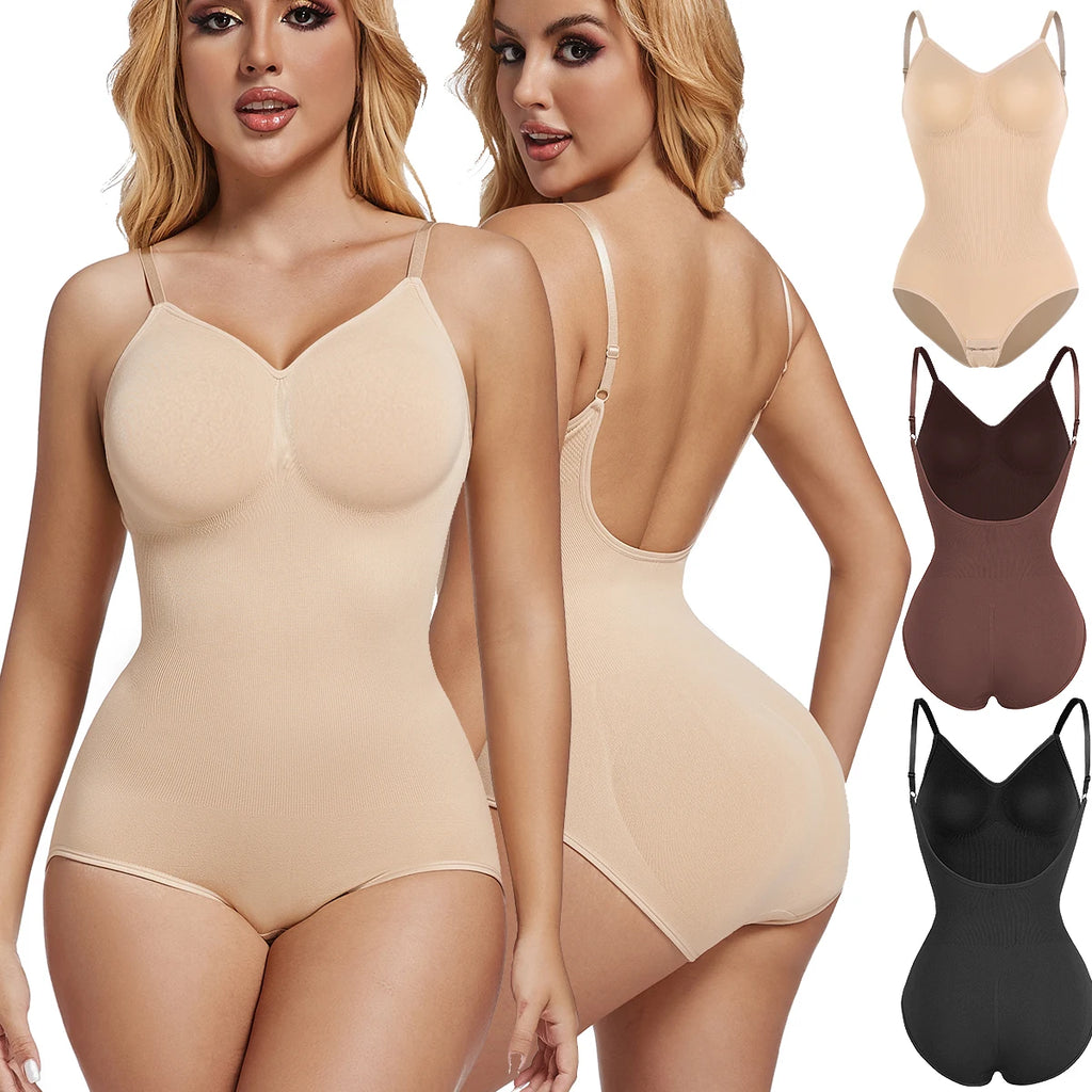 SlimGlow Backless Bodysuit – Tummy Control