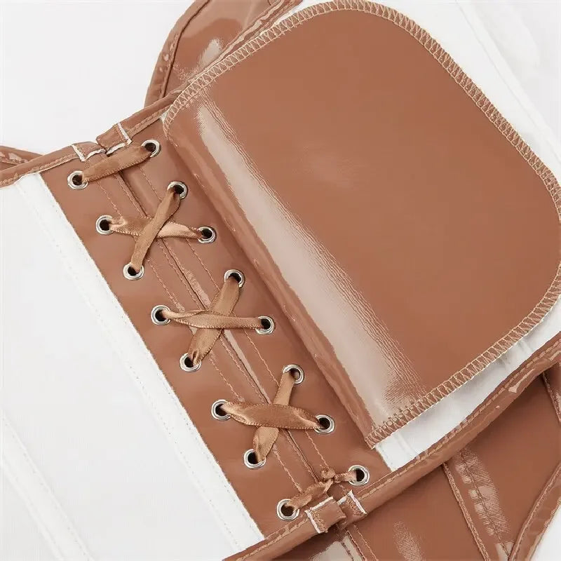Strapless Faux Leather Corset – Lace-Up