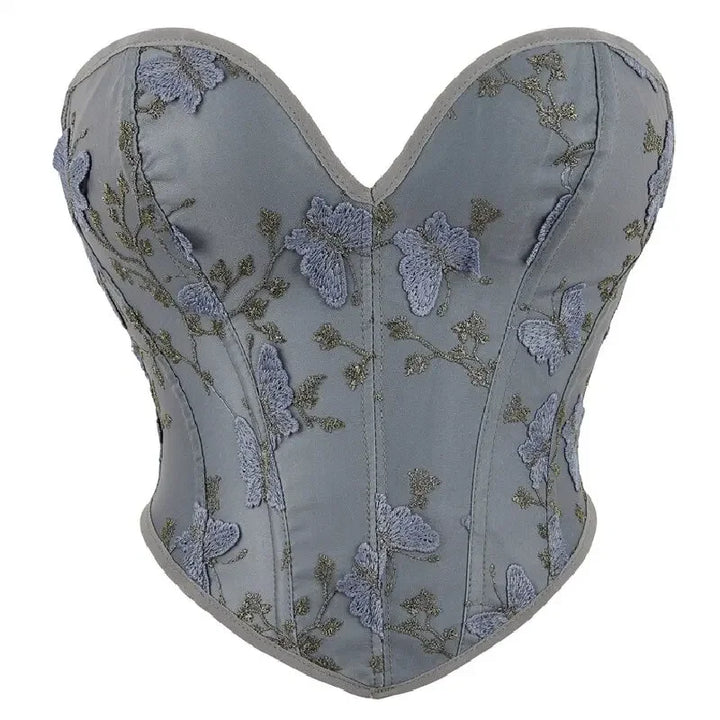 Lace-Up Bustier – Vintage & Butterfly Embroidery