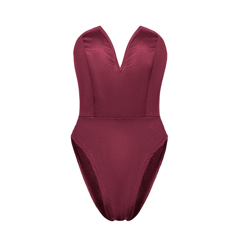 Deep V-Neck Bodysuit – Waist Slimming & Push-Up