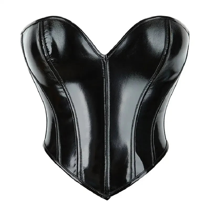 Strapless Faux Leather Corset – Lace-Up