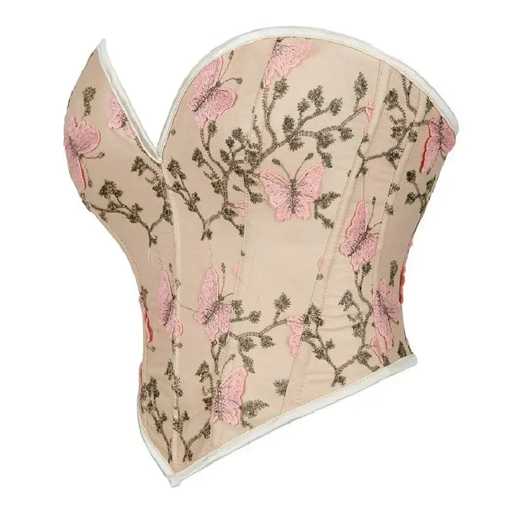 Lace-Up Bustier – Vintage & Butterfly Embroidery