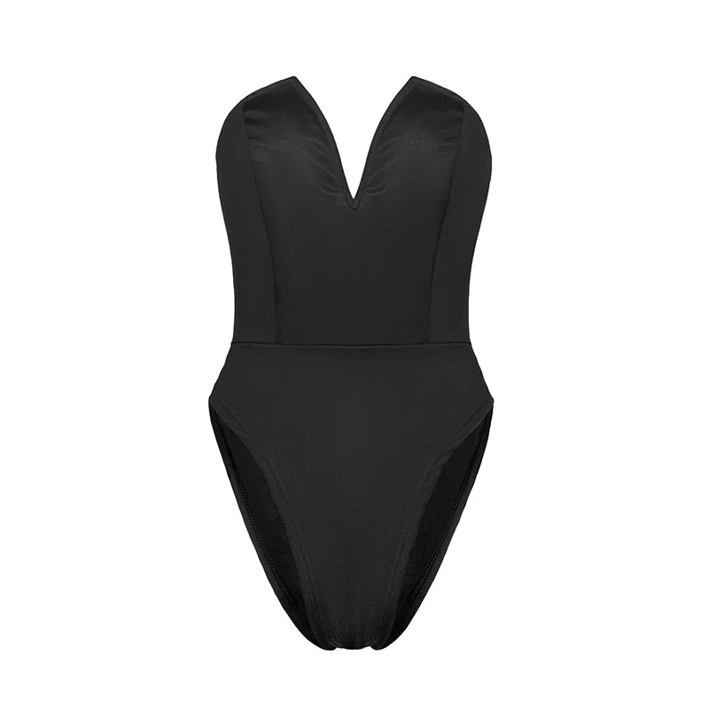 Deep V-Neck Bodysuit – Waist Slimming & Push-Up