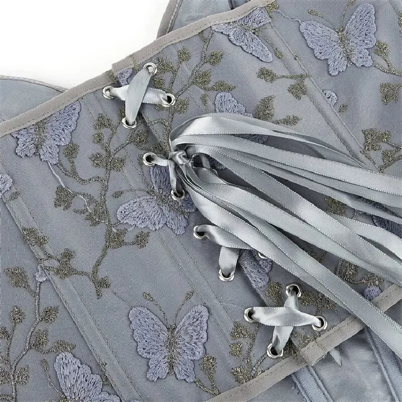 Lace-Up Bustier – Vintage & Butterfly Embroidery