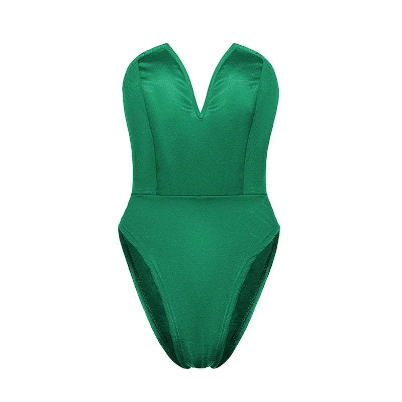 Deep V-Neck Bodysuit – Waist Slimming & Push-Up