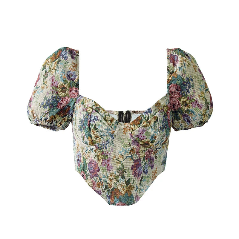 Parisian Bloom Corset – Lace-Up Crop
