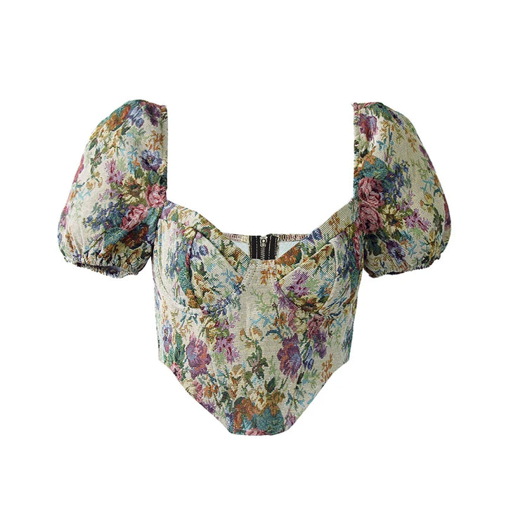 Parisian Bloom Corset – Lace-Up Crop