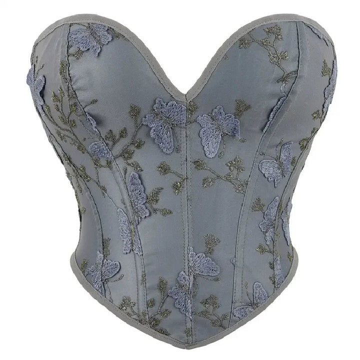 Lace-Up Bustier – Vintage & Butterfly Embroidery