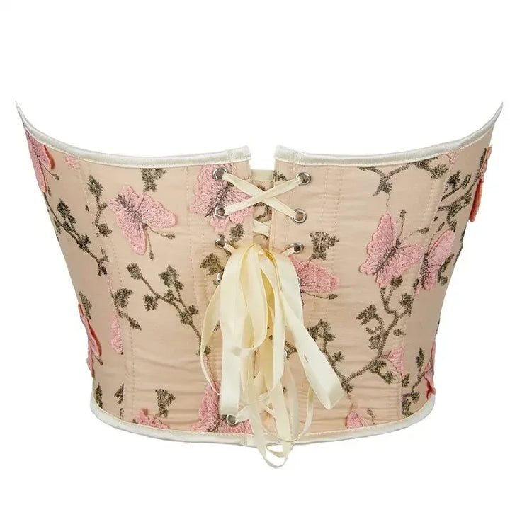 Lace-Up Bustier – Vintage & Butterfly Embroidery