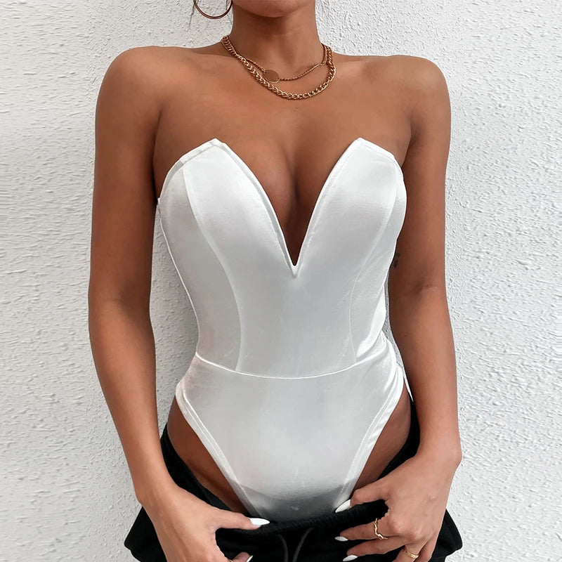 Deep V-Neck Bodysuit – Waist Slimming & Push-Up